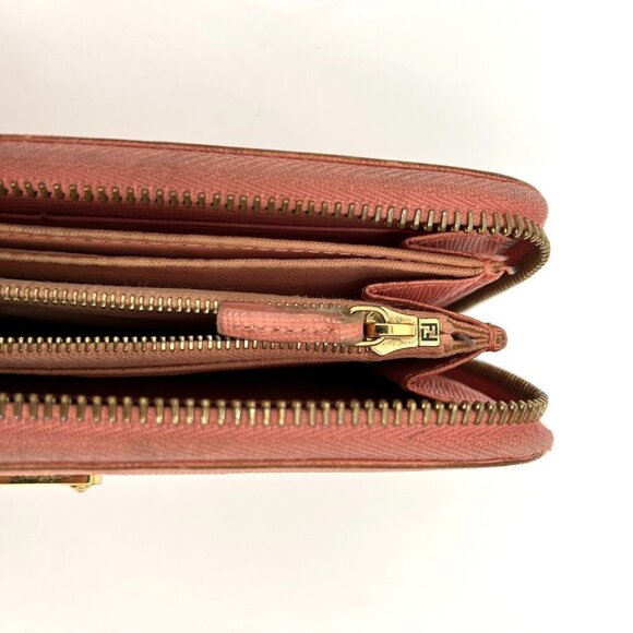 FENDI Light Barbie Pink Leather Full Zip Luxury Designer Long Wallet - Picture 10 of 12
